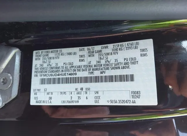 1FMCU9JD4HUE14809 2017 2017 Ford Escape- Titanium 9