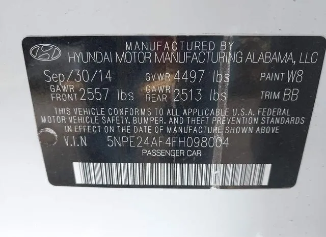 5NPE24AF4FH098004 2015 2015 Hyundai Sonata- SE 9