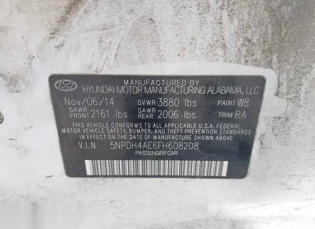 5NPDH4AE6FH608208 2015 2015 Hyundai Elantra- SE 9