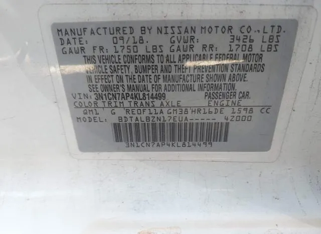 3N1CN7AP4KL814499 2019 2019 Nissan Versa- 1-6 SV 9