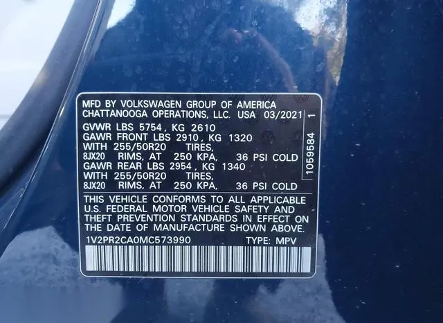 1V2PR2CA0MC573990 2021 2021 Volkswagen Atlas- 3-6L V6 Se W/ 9