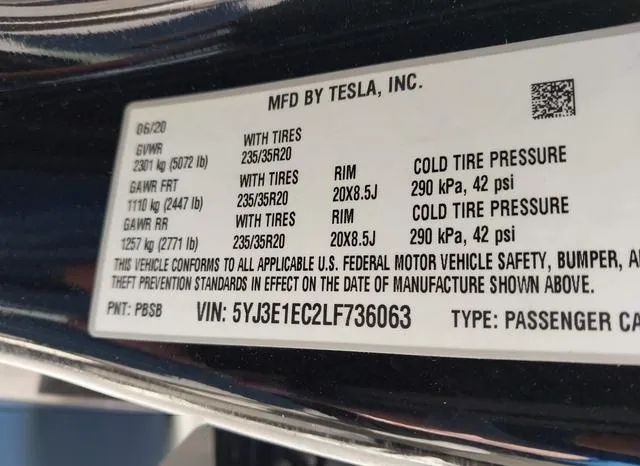 5YJ3E1EC2LF736063 2020 2020 Tesla Model 3- Performance Dual 9