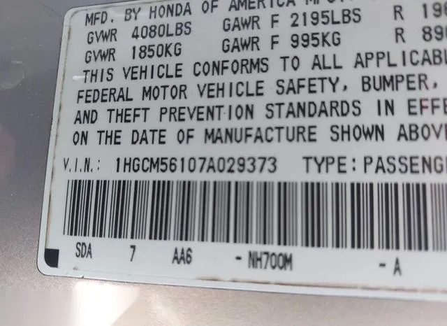 1HGCM56107A029373 2007 2007 Honda Accord- 2-4 VP 9