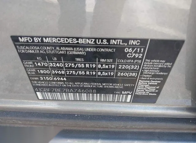 4JGBF7BE7BA746088 2011 2011 Mercedes-Benz GL 450- 4Matic 9