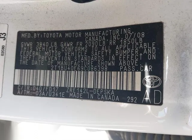 2T1BU40E69C086398 2009 2009 Toyota Corolla- S 9