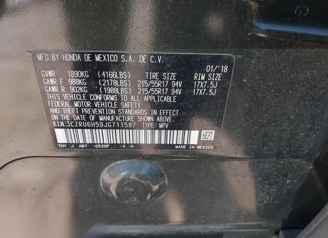 3CZRU6H59JG711587 2018 2018 Honda HR-V- EX 9