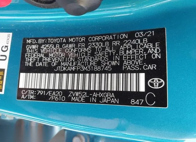 JTDKAMFP3M3188745 2021 2021 Toyota Prius- Prime Limited 9