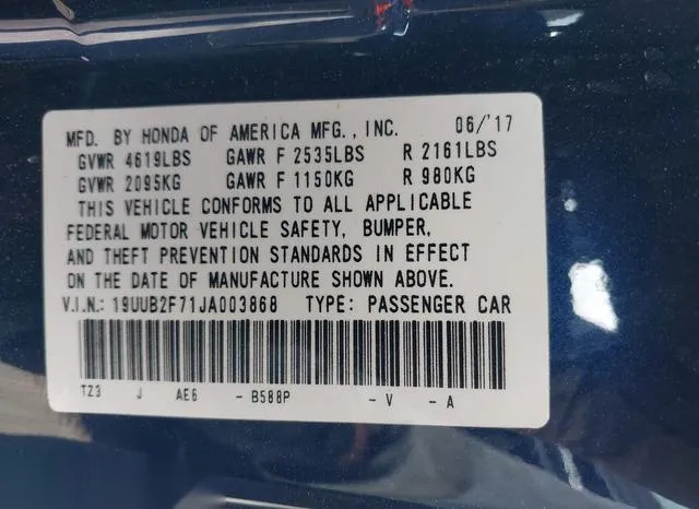 19UUB2F71JA003868 2018 2018 Acura TLX- Advance Pkg 9