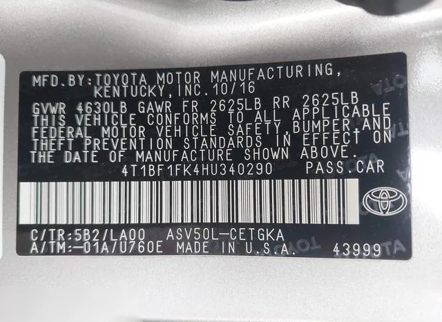 4T1BF1FK4HU340290 2017 2017 Toyota Camry- Xle 9