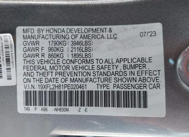 19XFL2H81PE020461 2023 2023 Honda Civic- Sport 9