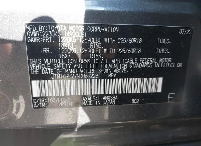 JTM16RFV7ND069228 2022 2022 Toyota RAV4- Hybrid SE 9