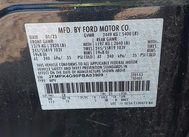 2FMPK4G90PBA03909 2023 2023 Ford Edge- SE 9