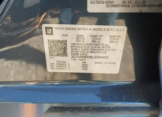 3GTU9DED5LG293453 2020 2020 GMC Sierra- 1500 4Wd  Short Box 9