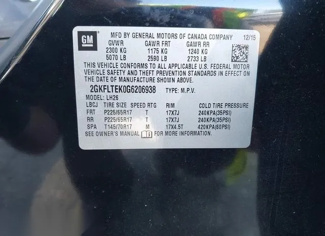 2GKFLTEK0G6206938 2016 2016 GMC Terrain- Sle-2 9