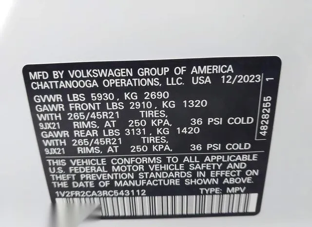 1V2FR2CA3RC543112 2024 2024 Volkswagen Atlas- 2-0T Sel Prem 9