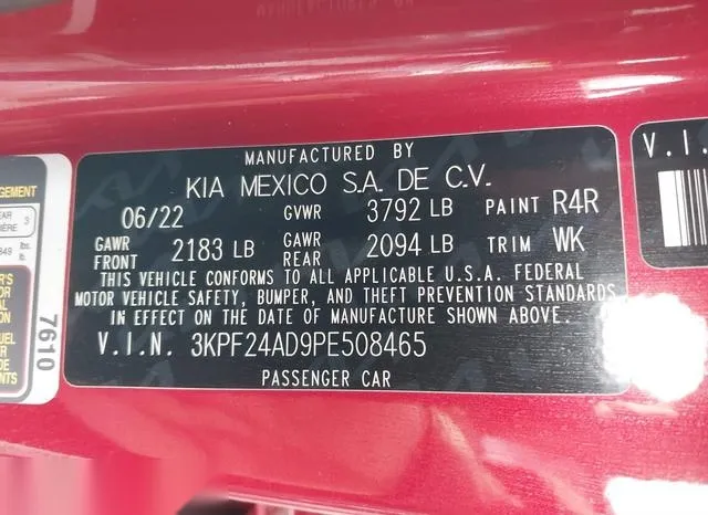 3KPF24AD9PE508465 2023 2023 KIA Forte- Lxs 9