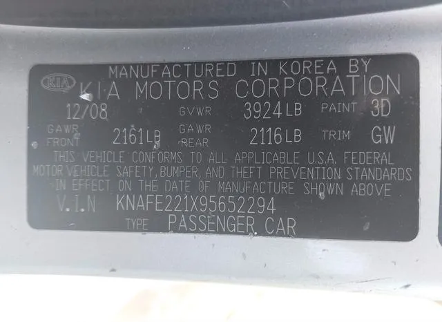 KNAFE221X95652294 2009 2009 KIA Spectra- EX 9