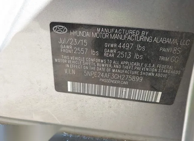 5NPE24AF3GH275899 2016 2016 Hyundai Sonata- SE 9