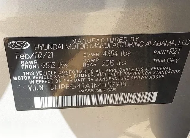 5NPEG4JA1MH117918 2021 2021 Hyundai Sonata- SE 9