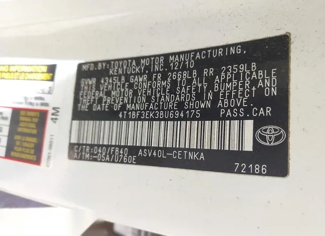 4T1BF3EK3BU694175 2011 2011 Toyota Camry 9