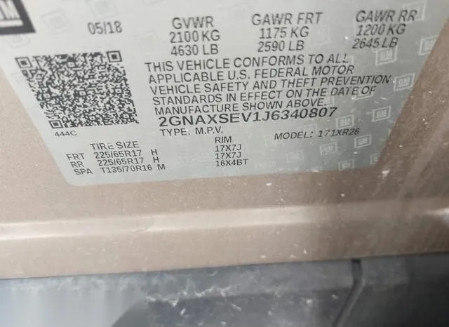 2GNAXSEV1J6340807 2018 2018 Chevrolet Equinox- LT 9