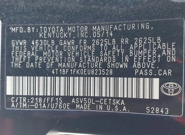 4T1BF1FK0EU823528 2014 2014 Toyota Camry- SE 9