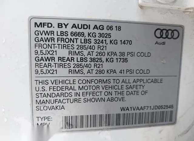 WA1VAAF71JD052545 2018 2018 Audi Q7- 3-0T Premium 9