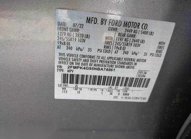 2FMPK4G95NBA74861 2022 2022 Ford Edge- SE 9