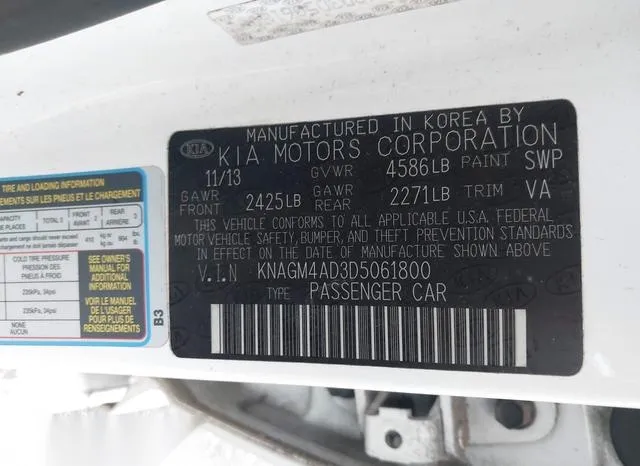 KNAGM4AD3D5061800 2013 2013 KIA Optima- Hybrid LX 9