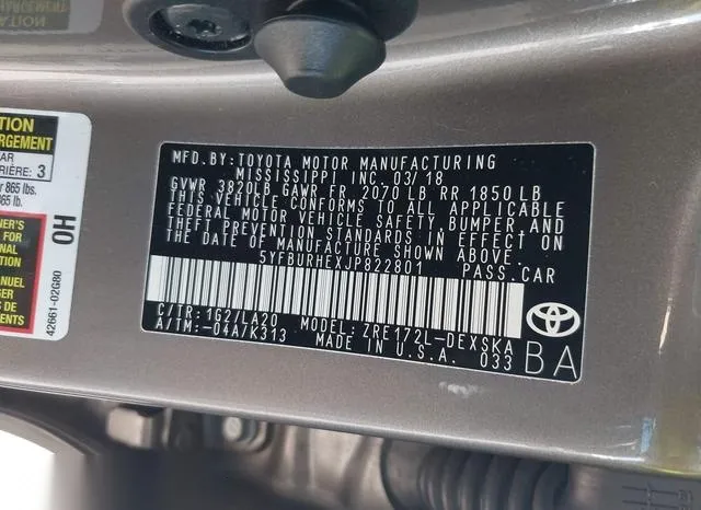 5YFBURHEXJP822801 2018 2018 Toyota Corolla- Se/Xse 9