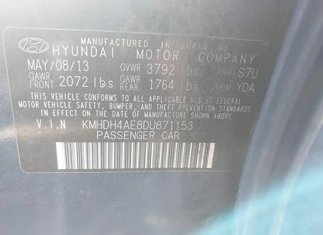 KMHDH4AE8DU871153 2013 2013 Hyundai Elantra- Gls 9