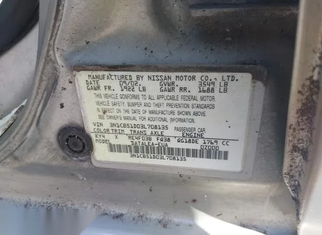 3N1CB51D03L708135 2003 2003 Nissan Sentra- Gxe 9