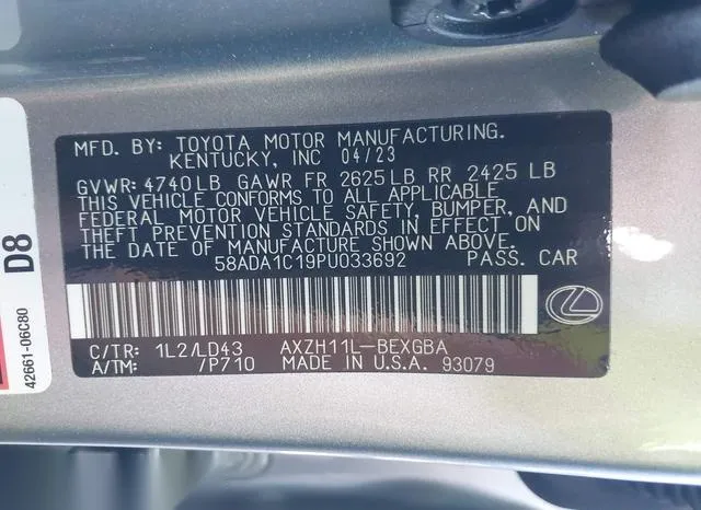 58ADA1C19PU033692 2023 2023 Lexus ES- 300H 9