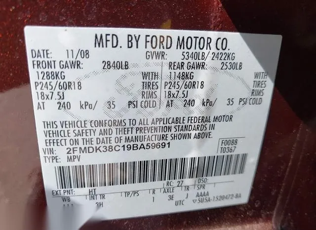 2FMDK38C19BA59691 2009 2009 Ford Edge- Sel 9