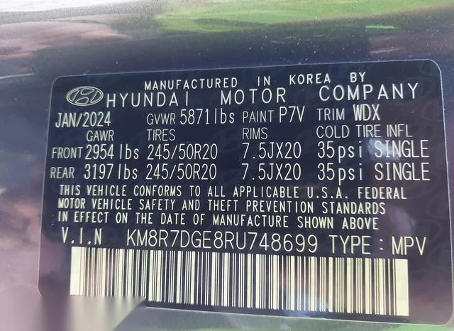 KM8R7DGE8RU748699 2024 2024 Hyundai Palisade- Calligraphy 9