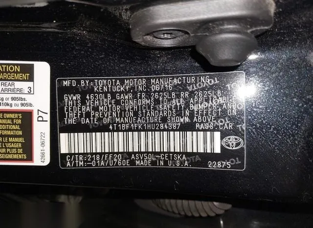 4T1BF1FK1HU284387 2017 2017 Toyota Camry- SE 9