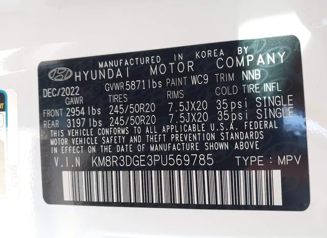 KM8R3DGE3PU569785 2023 2023 Hyundai Palisade- Xrt 9