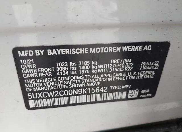 5UXCW2C00N9K15642 2022 2022 BMW X7- Xdrive40I 9