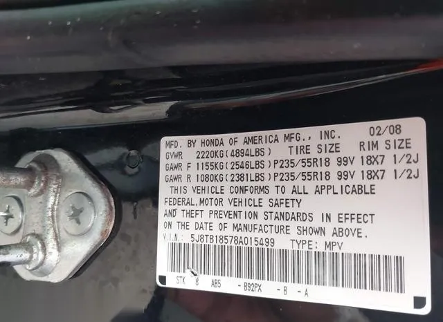 5J8TB18578A015499 2008 2008 Acura RDX- Tech Pkg 9