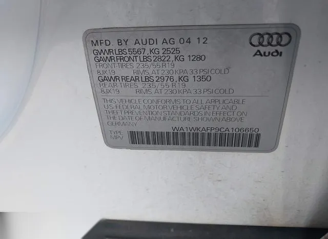 WA1WKAFP9CA106650 2012 2012 Audi Q5- 3-2 Premium 9