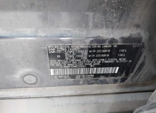 2T3B6RFV5MW022964 2021 2021 Toyota RAV4- Hybrid Xle Premium 9