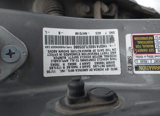 1HGFA16557L025986 2007 2007 Honda Civic- LX 9