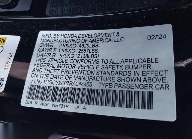 1HGCY2F87RA044455 2024 2024 Honda Accord- Hybrid Touring 9