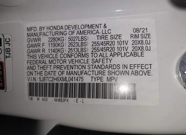 5J8TC2H6XML041475 2021 2021 Acura RDX- A-Spec Package 9