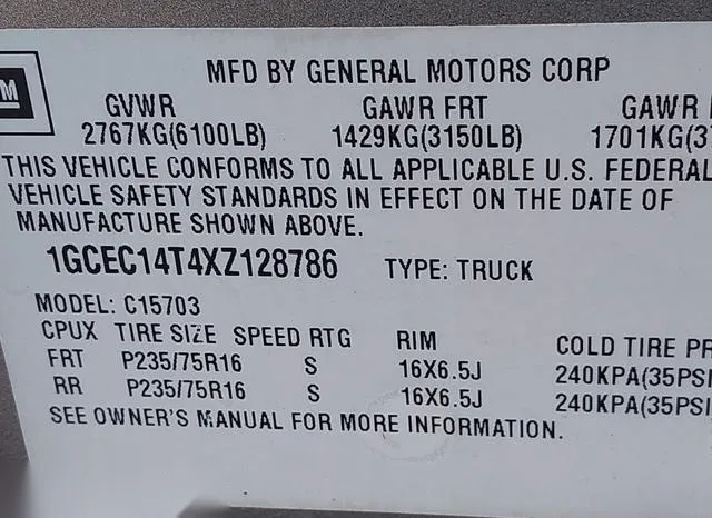 1GCEC14T4XZ128786 1999 1999 Chevrolet Silverado 1500- LS 9