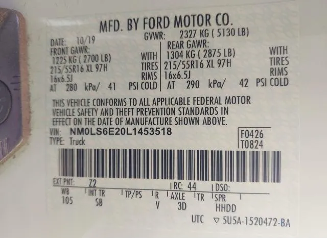 NM0LS6E20L1453518 2020 2020 Ford Transit- Connect XL 9