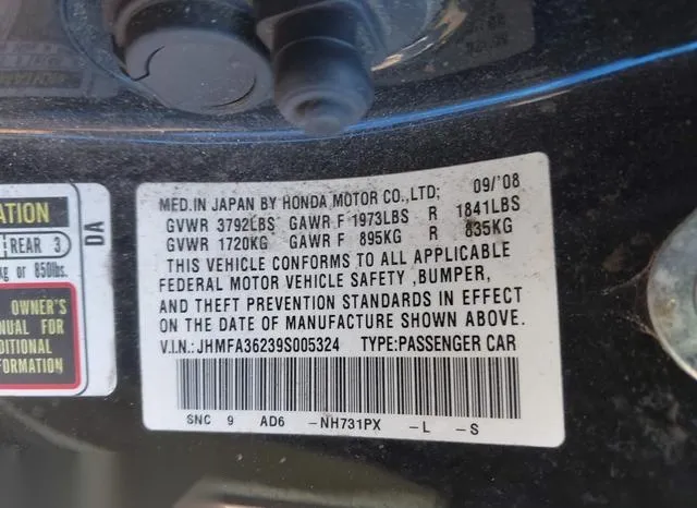 JHMFA36239S005324 2009 2009 Honda Civic- Hybrid 9