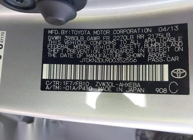 JTDKN3DU9D0352556 2013 2013 Toyota Prius- Two 9