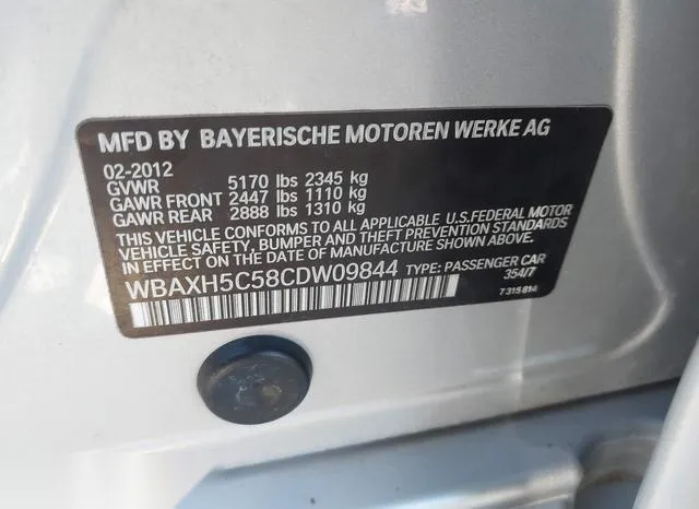 WBAXH5C58CDW09844 2012 2012 BMW 5 Series- 528I Xdrive 9