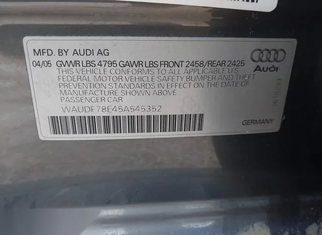 WAUDF78E45A545352 2005 2005 Audi A4- 2-0T 9